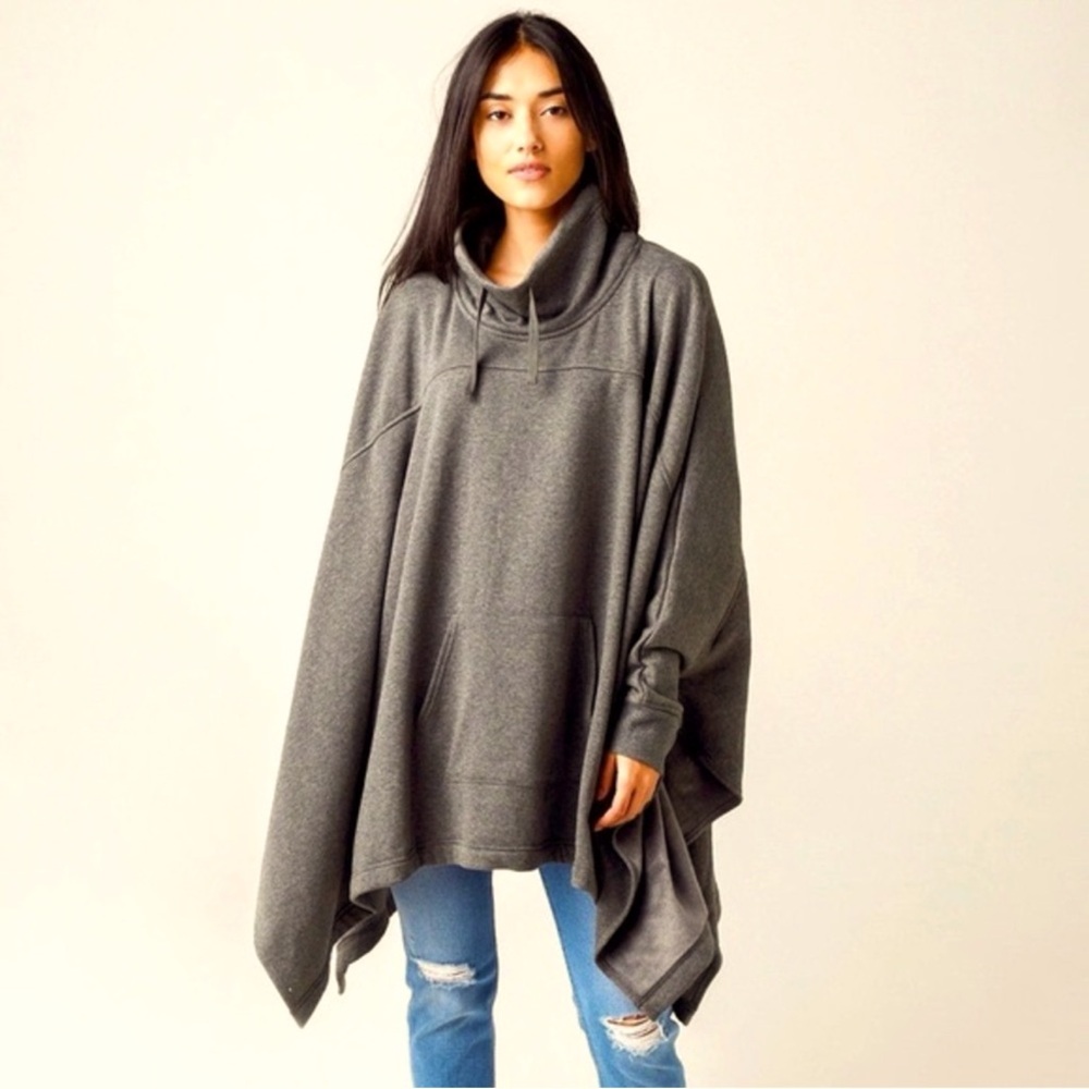 UGG Women's Charlynne Fleece Poncho Sweater Sweatshirt Cape Gray Heather XL/XXL